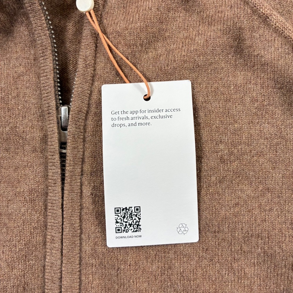 NEW Quince Mongolian Cashmere Hoodie Women Medium Brown Full Zip Luxury Sweater - Picture 4 of 10